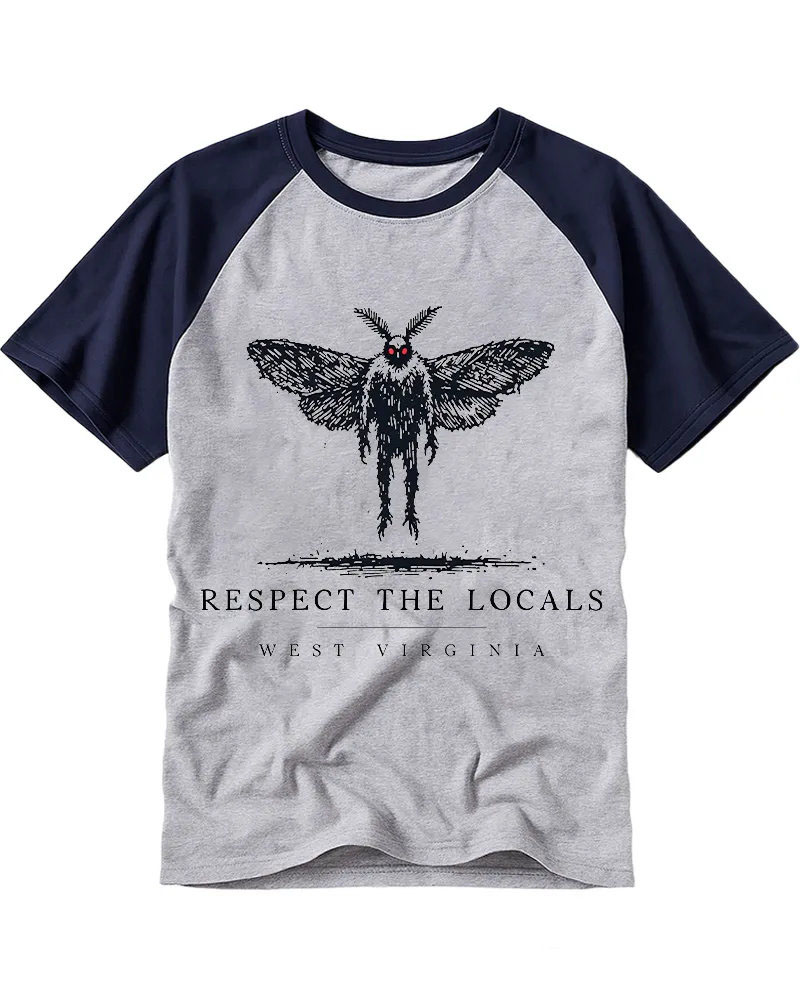Dark Sketch Mothman Respect The Locals Raglan Tee