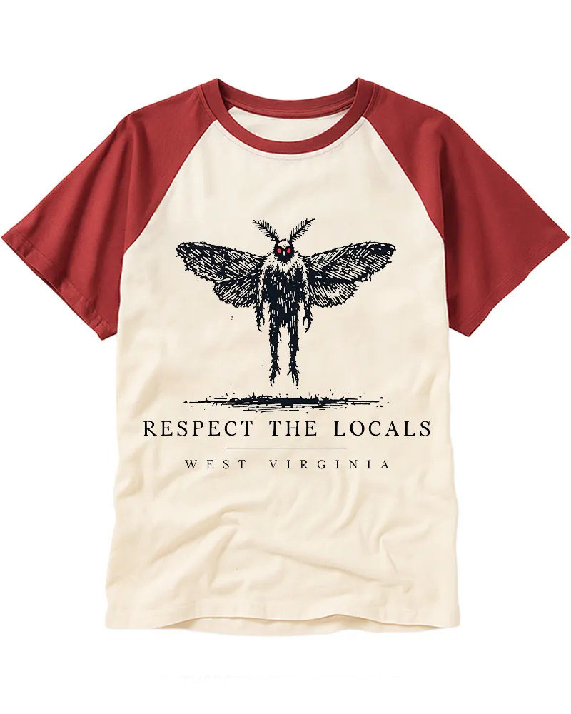 Dark Sketch Mothman Respect The Locals Raglan Tee