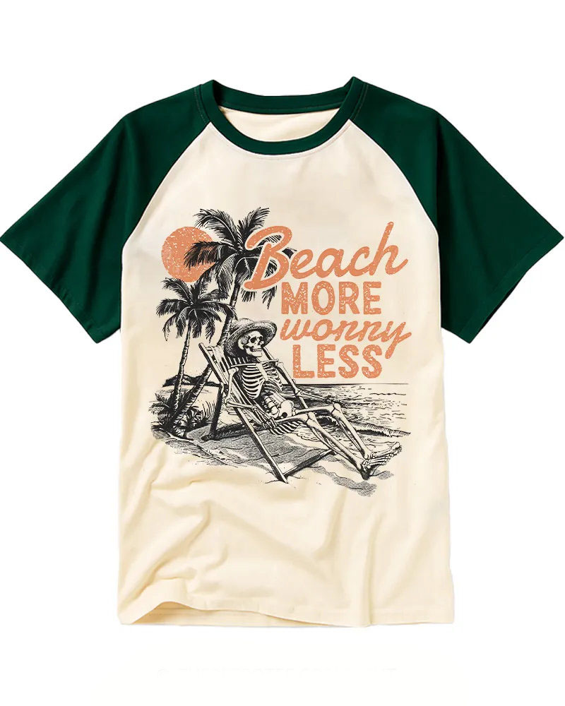 Funny Summer Skeleton Vibe Raglan Tee