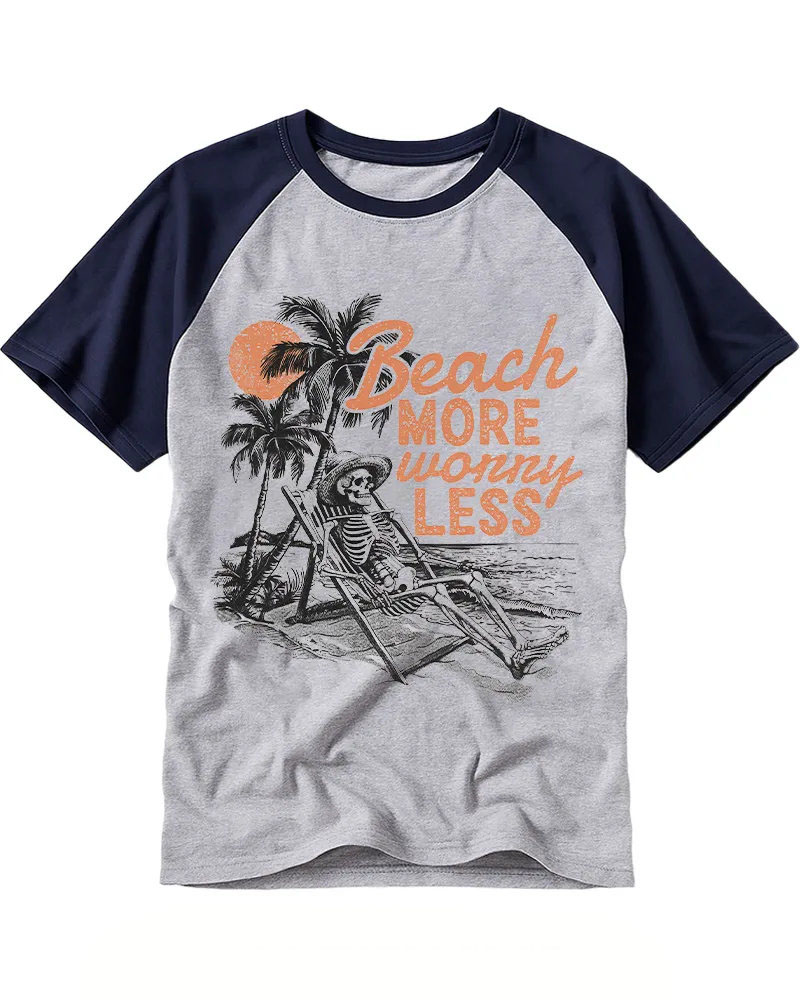 Funny Summer Skeleton Vibe Raglan Tee