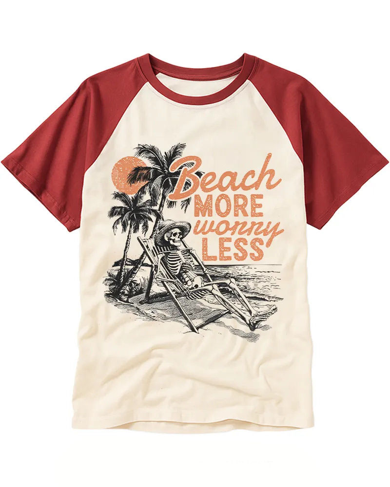 Funny Summer Skeleton Vibe Raglan Tee