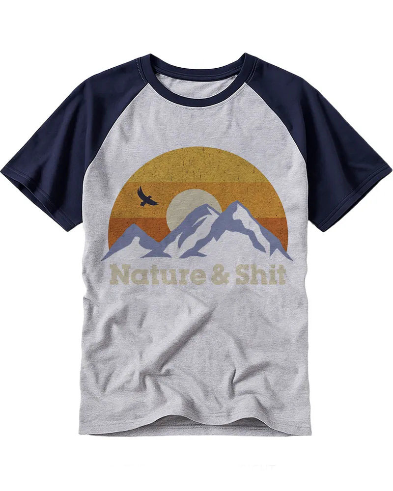 Retro Mountain Sunset Cotton Raglan Tee