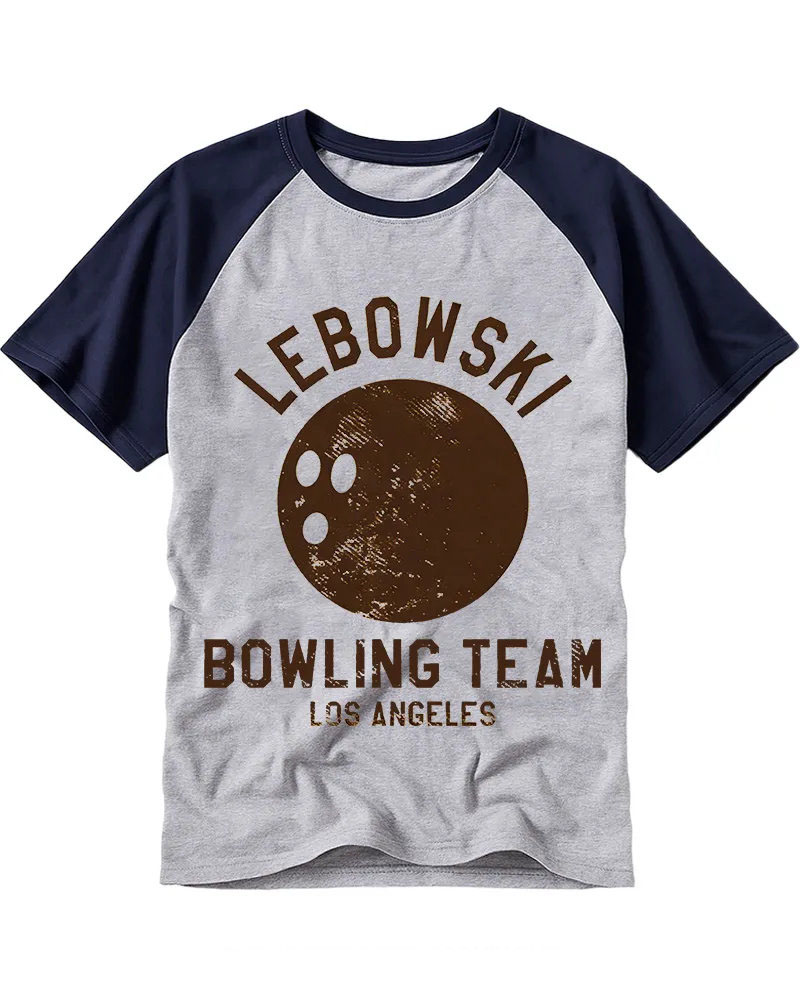 Vintage Bowling Team Graphic Cotton Raglan T-Shirt