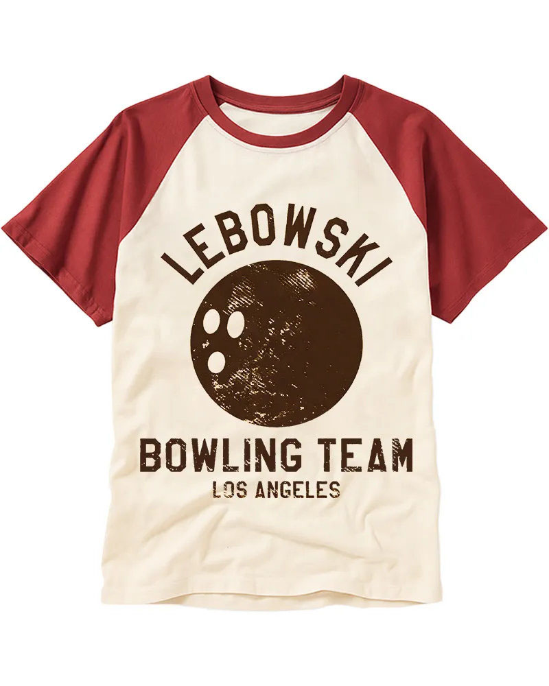 Vintage Bowling Team Graphic Cotton Raglan T-Shirt
