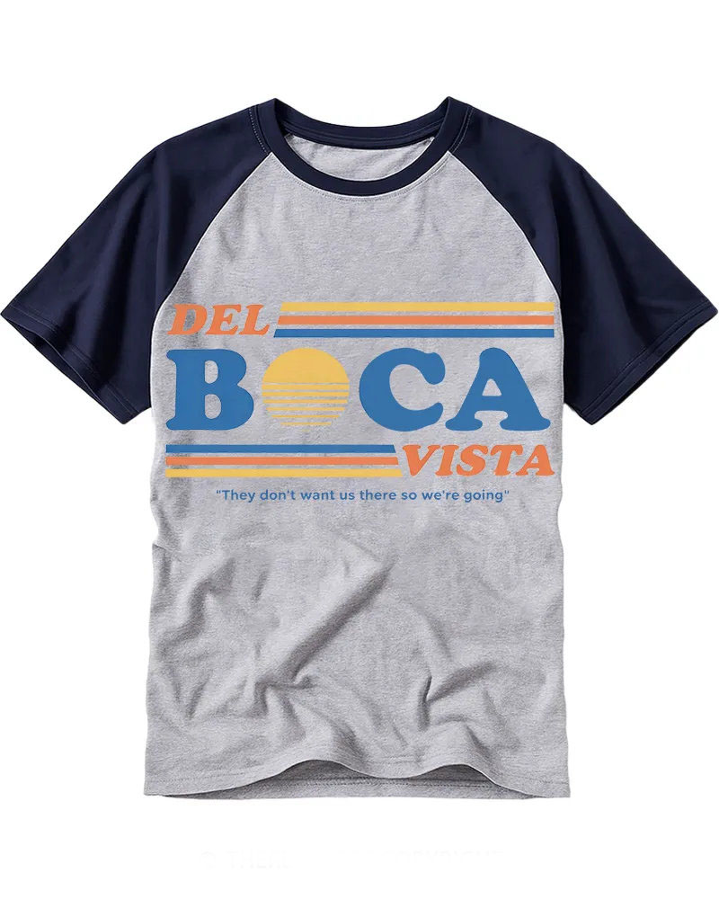 Vintage Coastal Town Sunset Typography Print Tee