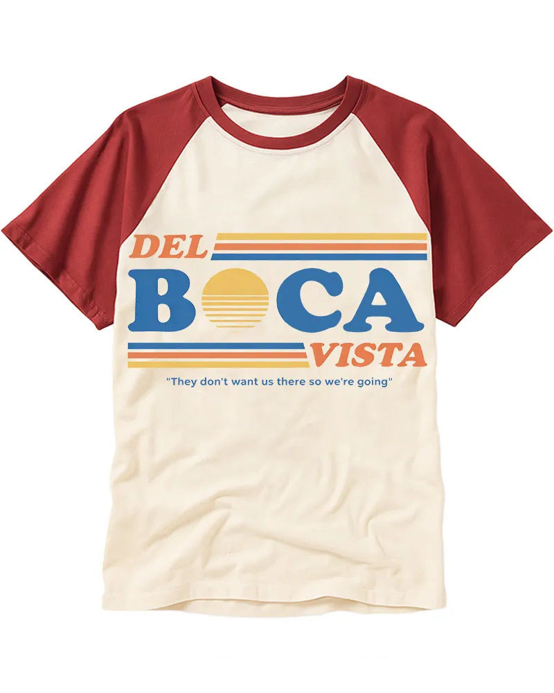 Vintage Coastal Town Sunset Typography Print Tee