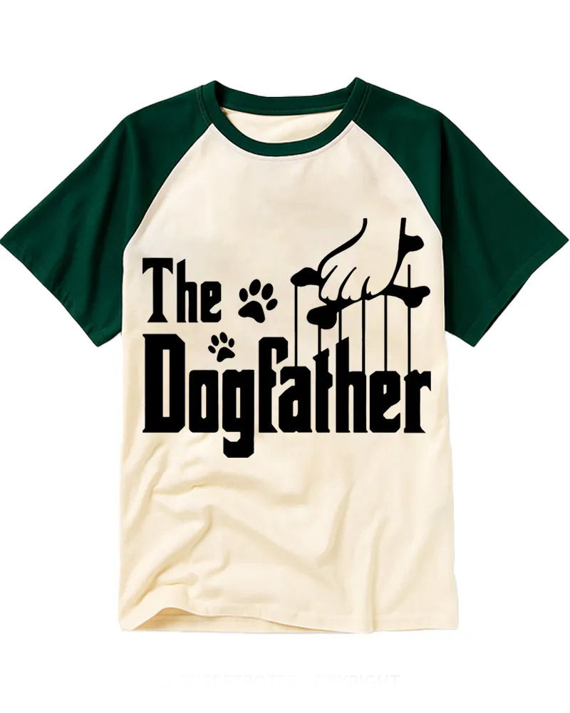 Vintage Black Print Dog Father Raglan Tee