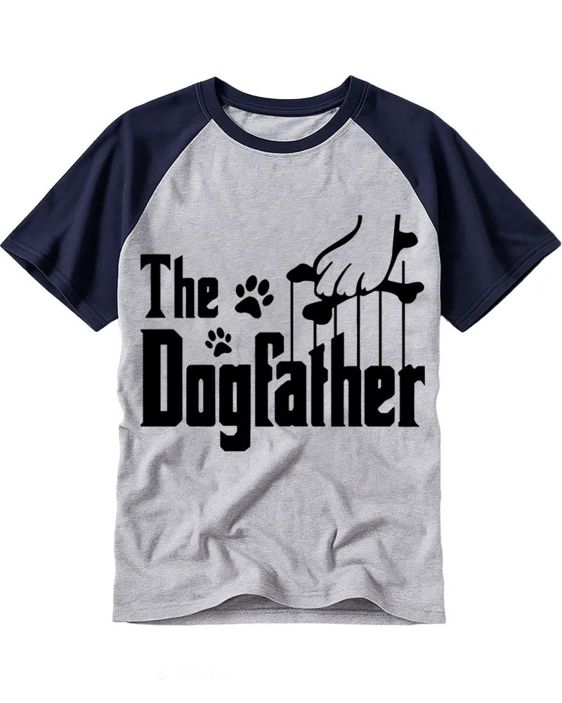 Vintage Black Print Dog Father Raglan Tee