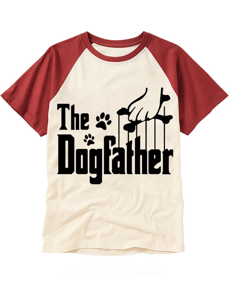 Vintage Black Print Dog Father Raglan Tee