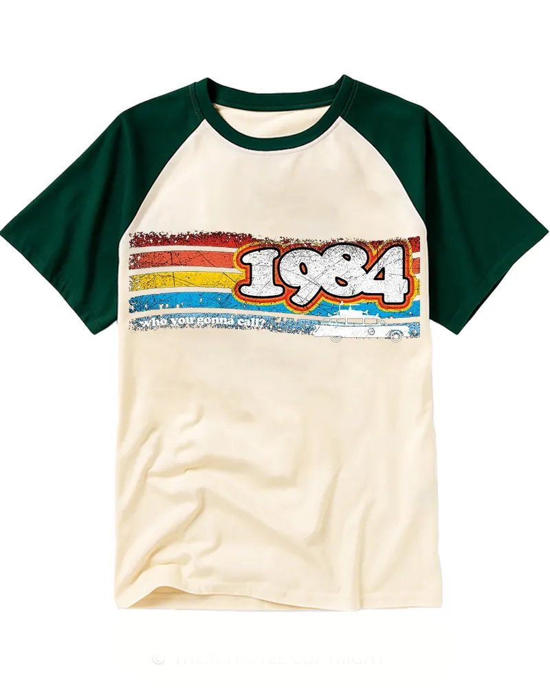 Retro 80s Rainbow Stripe Raglan Tee