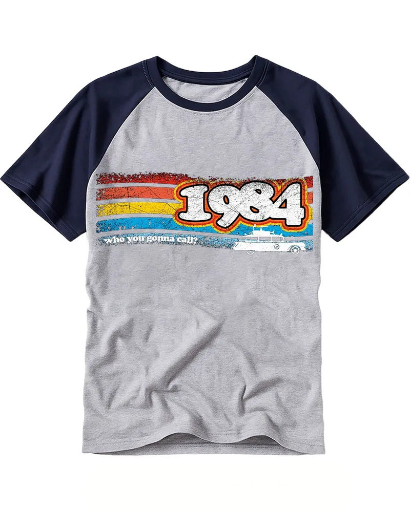 Retro 80s Rainbow Stripe Raglan Tee