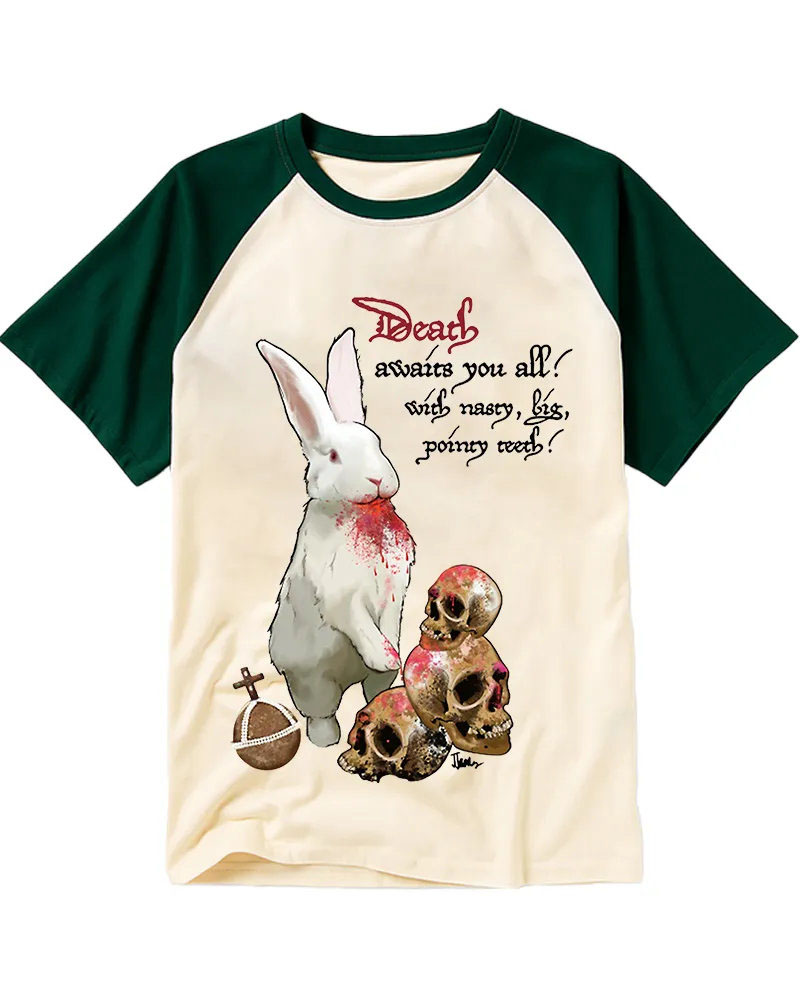 Dark Humor Rabbit & Skulls Raglan Tee