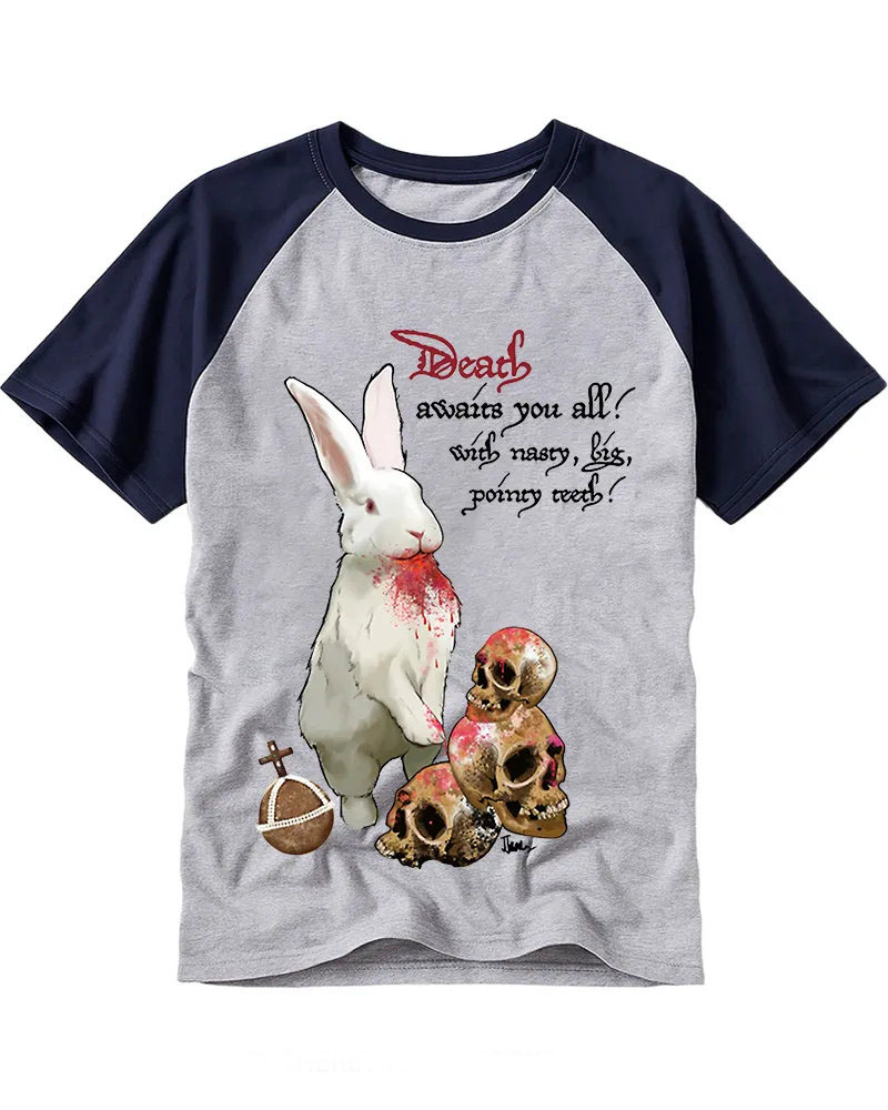 Dark Humor Rabbit & Skulls Raglan Tee
