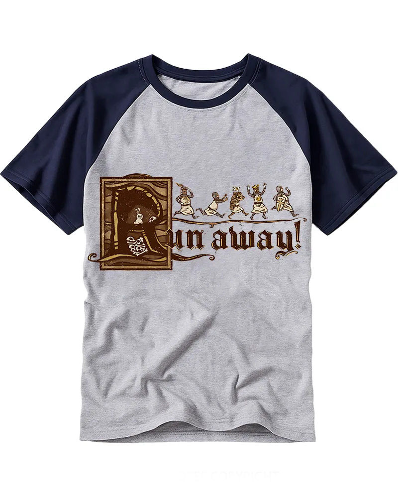 Vintage Medieval Rabbit vs Knights Cotton Raglan T-Shirt	