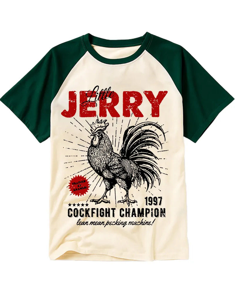 Retro Rooster Graphic Raglan Tee