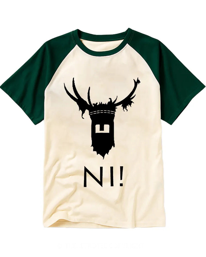 Retro Silhouette Knight with Antlers Cotton Baseball Tee