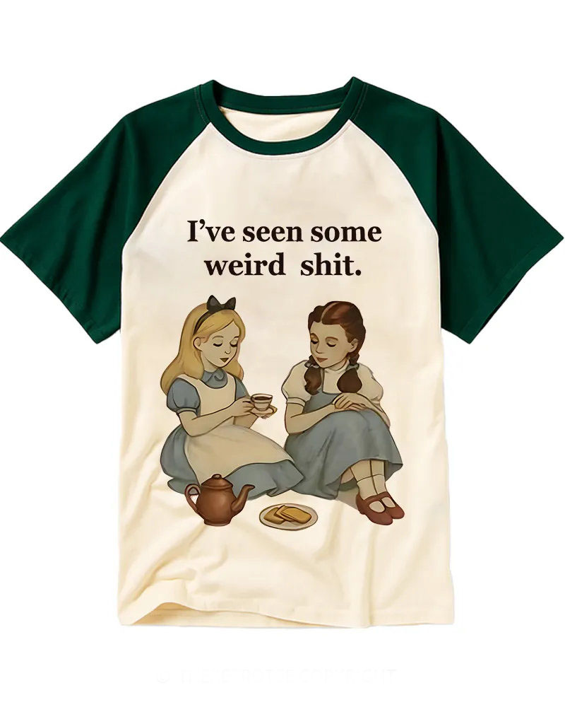 Retro Fairy Tale Characters Funny Quote Cotton Baseball Tee