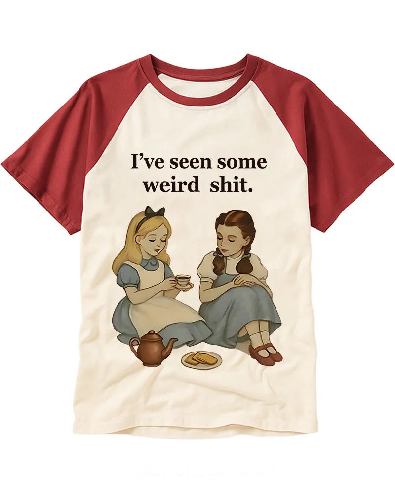 Retro Fairy Tale Characters Funny Quote Cotton Baseball Tee
