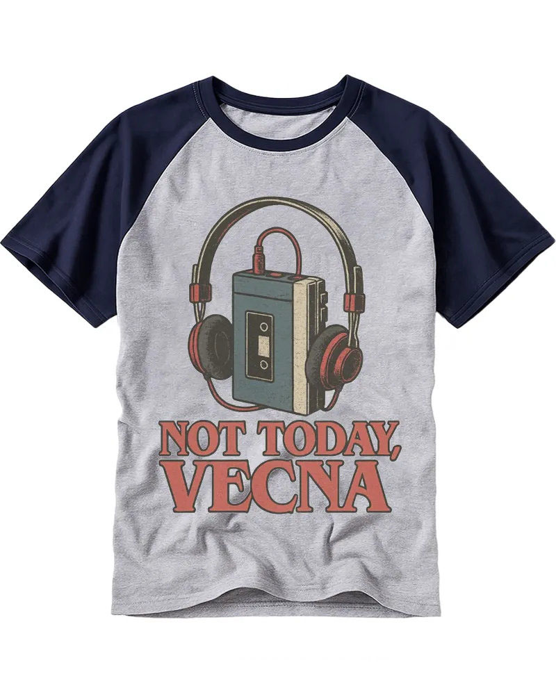 Retro Distressed Cassette Player Cotton Raglan Shirt
