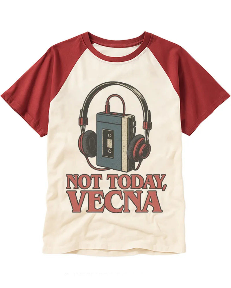 Retro Distressed Cassette Player Cotton Raglan Shirt