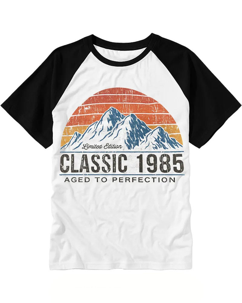 Retro Mountain Sunset Raglan Tee
