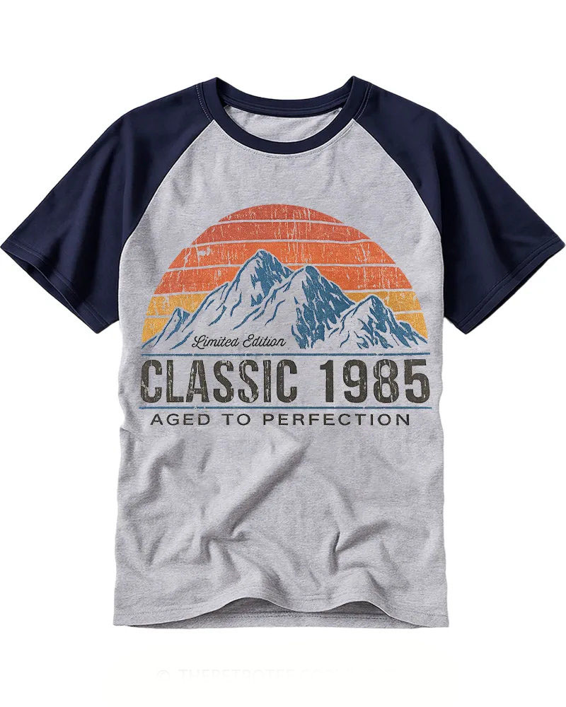 Retro Mountain Sunset Raglan Tee