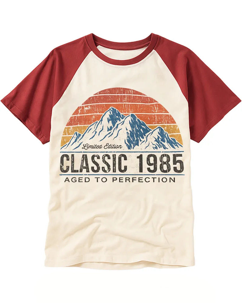 Retro Mountain Sunset Raglan Tee