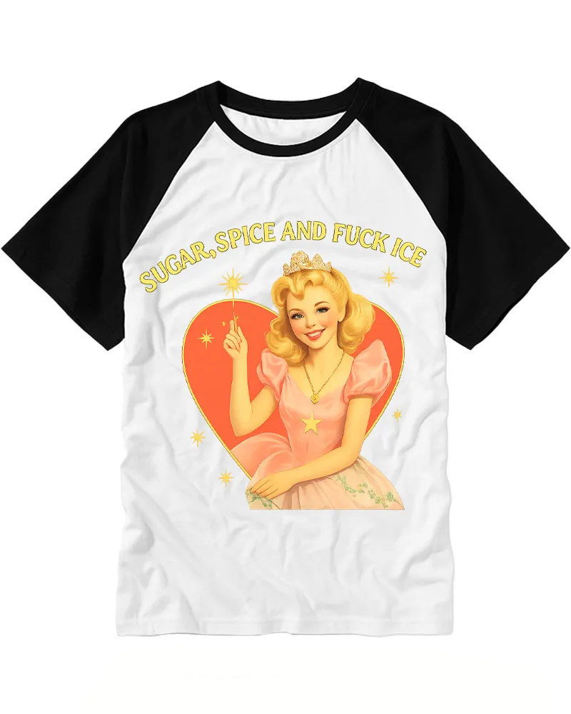 Vintage Pin-Up Witch Graphic Raglan Tee
