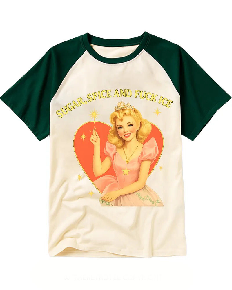 Vintage Pin-Up Witch Graphic Raglan Tee