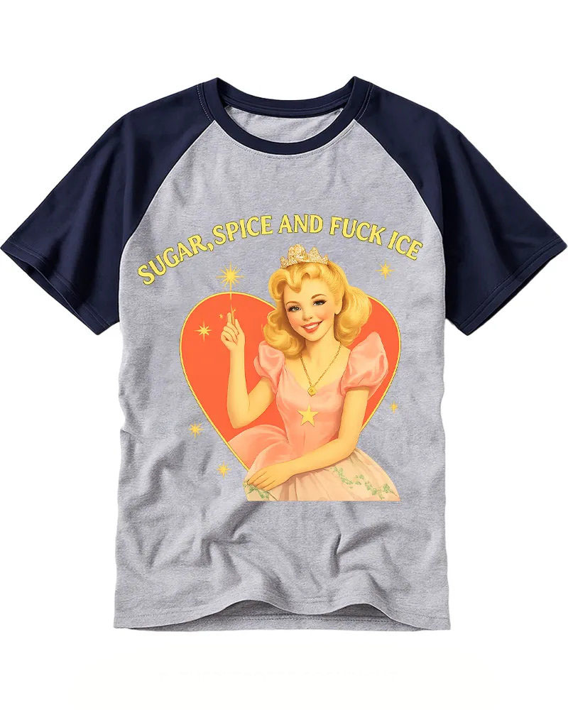 Vintage Pin-Up Witch Graphic Raglan Tee