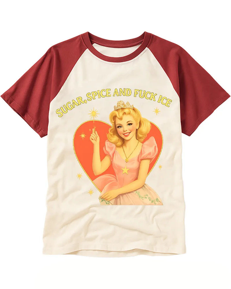 Vintage Pin-Up Witch Graphic Raglan Tee