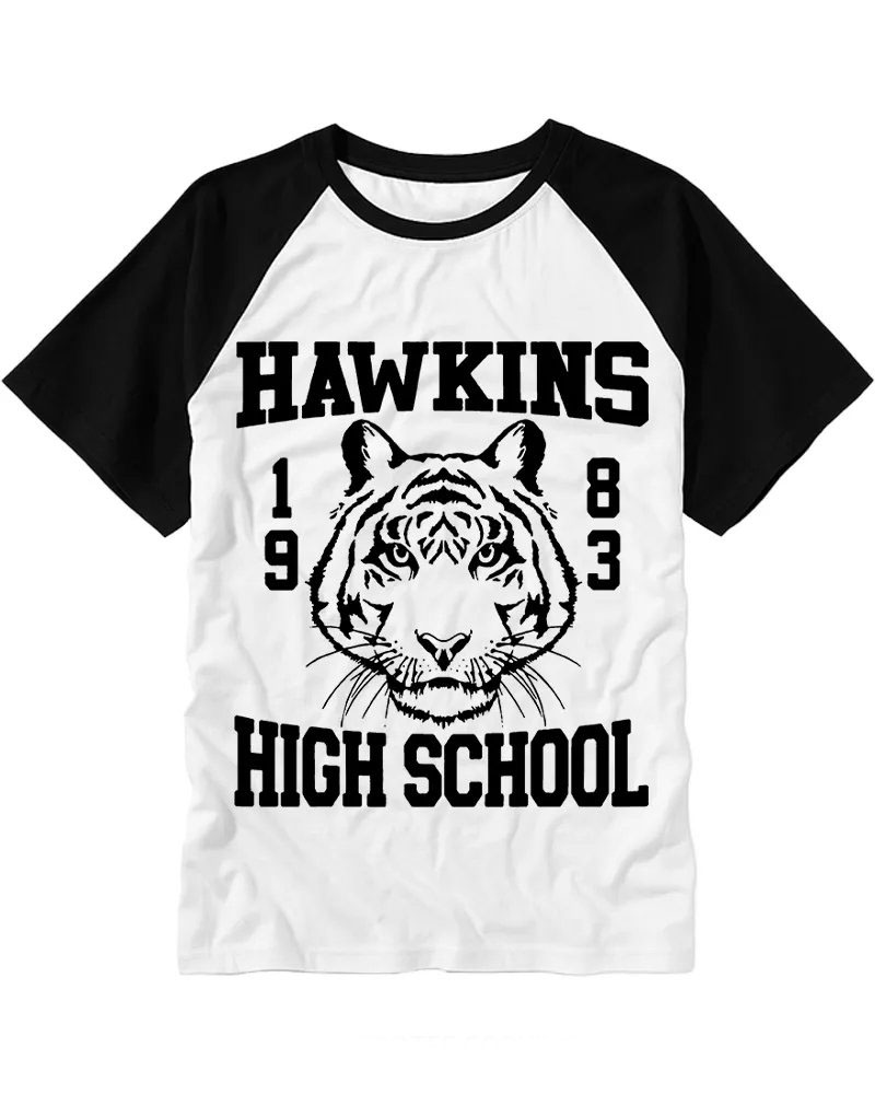 Retro Varsity Style Tiger Cotton Raglan Shirt