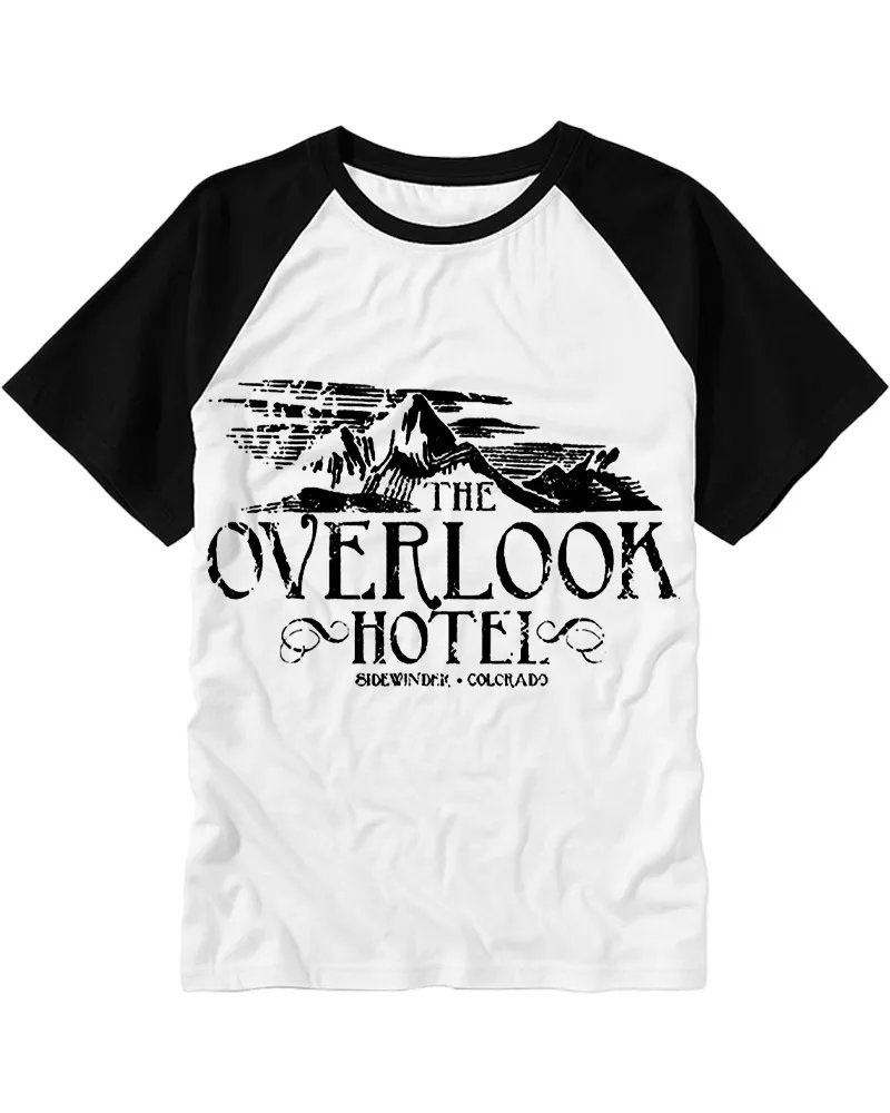 Retro Black & White Spooky Lodge Cotton Baseball Tee