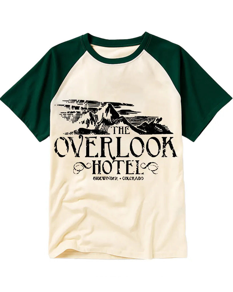 Retro Black & White Spooky Lodge Cotton Baseball Tee