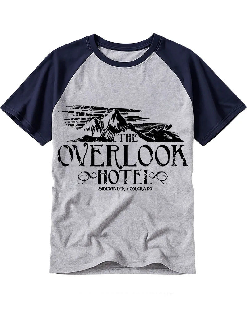 Retro Black & White Spooky Lodge Cotton Baseball Tee