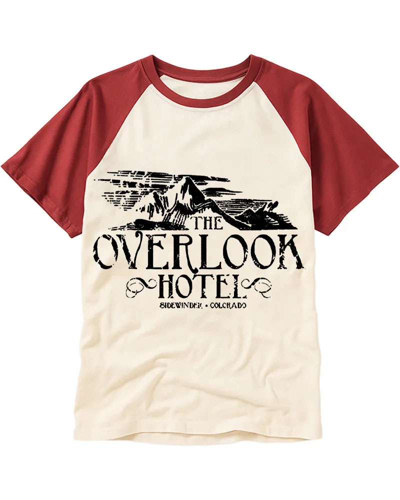 Retro Black & White Spooky Lodge Cotton Baseball Tee