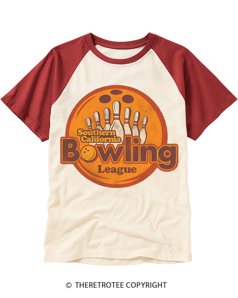 Southern California Bowling League 1990s Raglan Baseball T-Shirt image 2