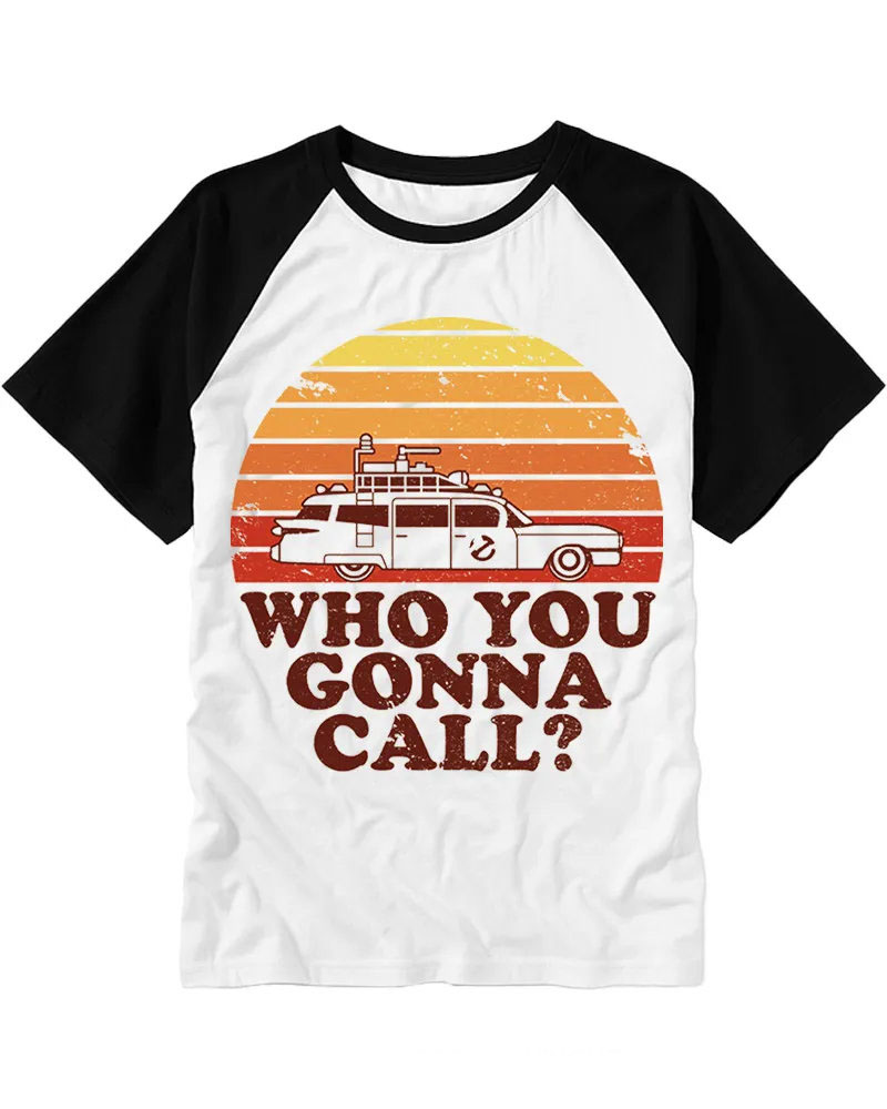 Vintage Retro Sunset Ghost Car Cotton Raglan T-Shirt