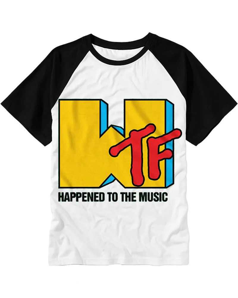 Vintage Retro Music Humor Graphic Cotton Raglan T-Shirt