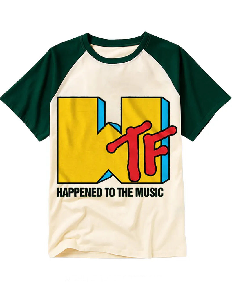 Vintage Retro Music Humor Graphic Cotton Raglan T-Shirt