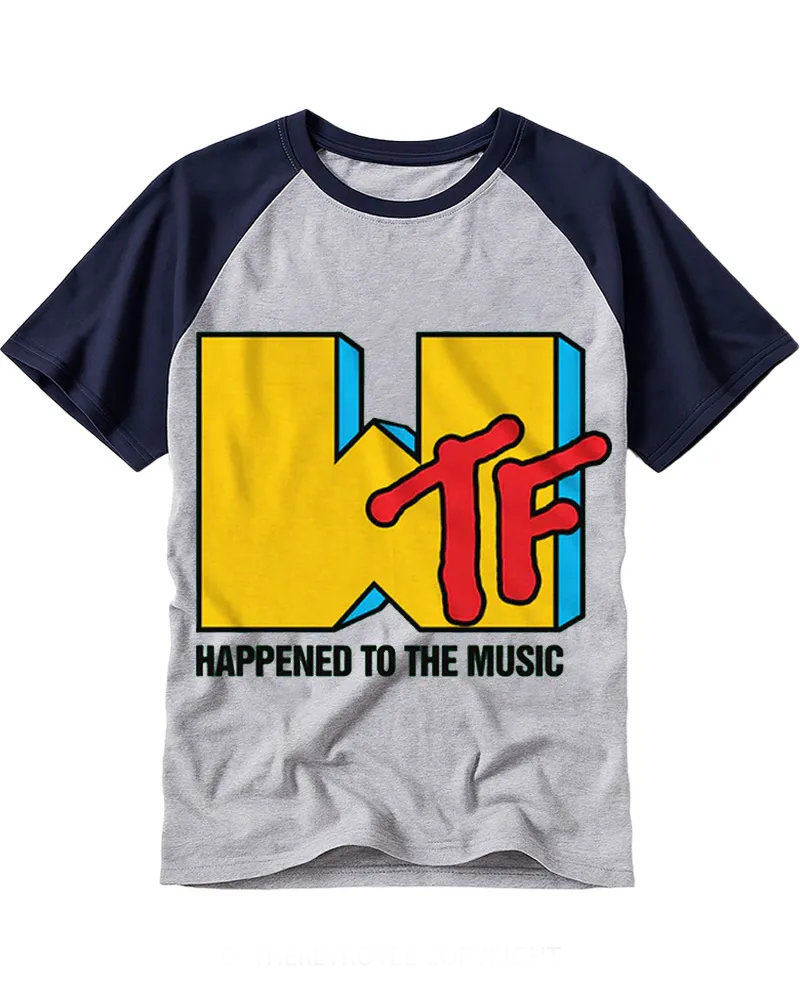 Vintage Retro Music Humor Graphic Cotton Raglan T-Shirt