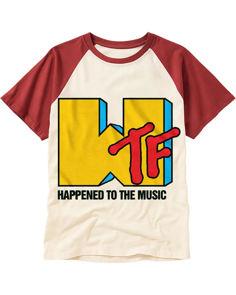 Vintage Retro Music Humor Graphic Cotton Raglan T-Shirt