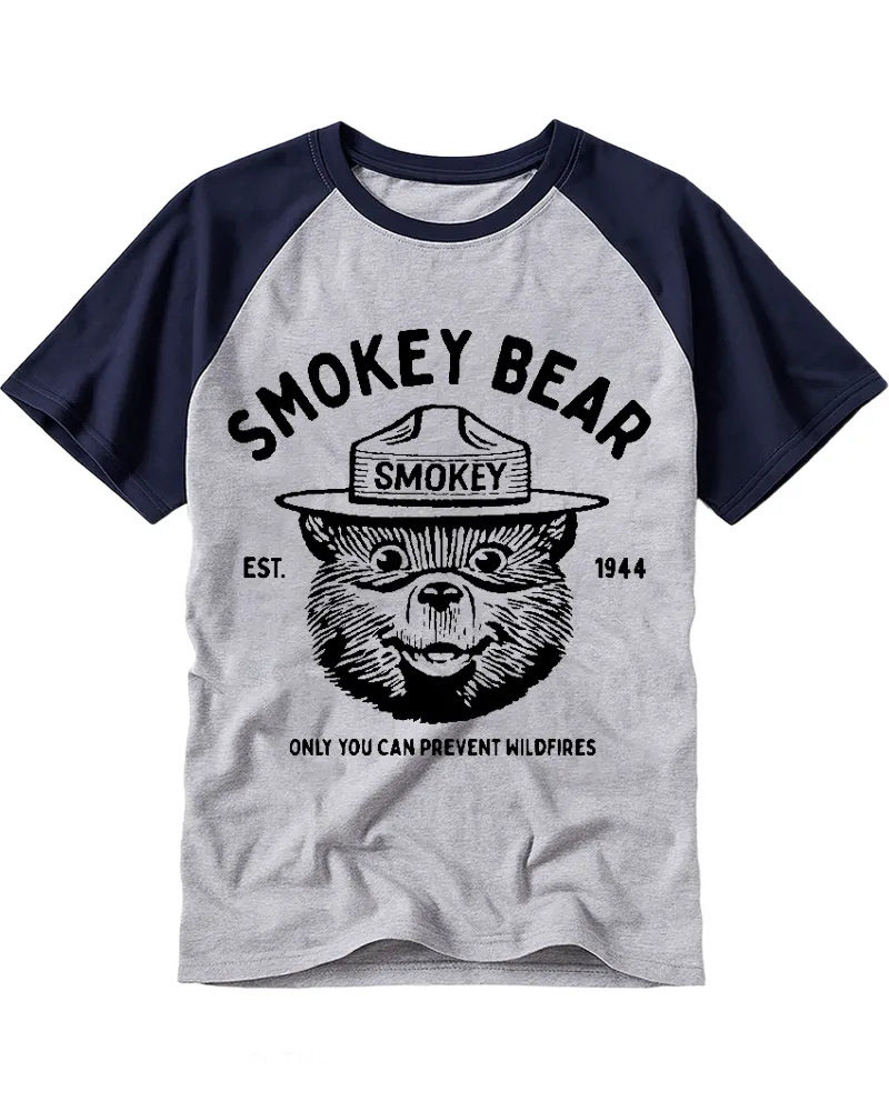 Vintage Line Art Forest Ranger Bear Raglan Tee