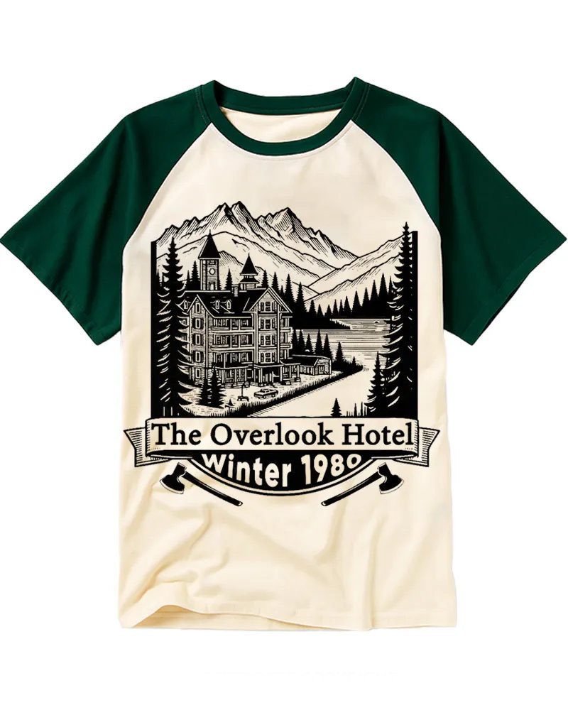 Retro Horror Hotel Raglan Tee