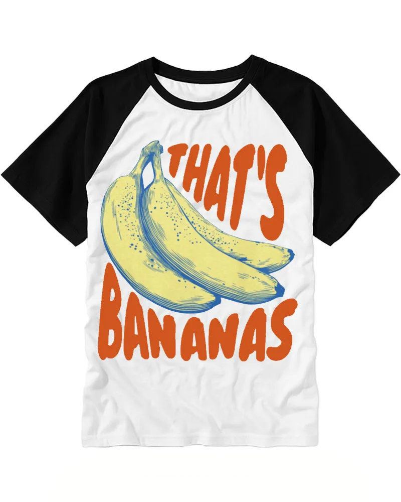 Funky Retro Banana Print Raglan Tee