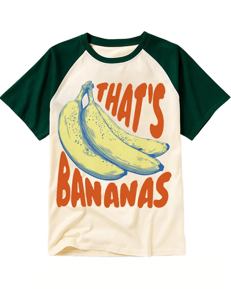 Funky Retro Banana Print Raglan Tee