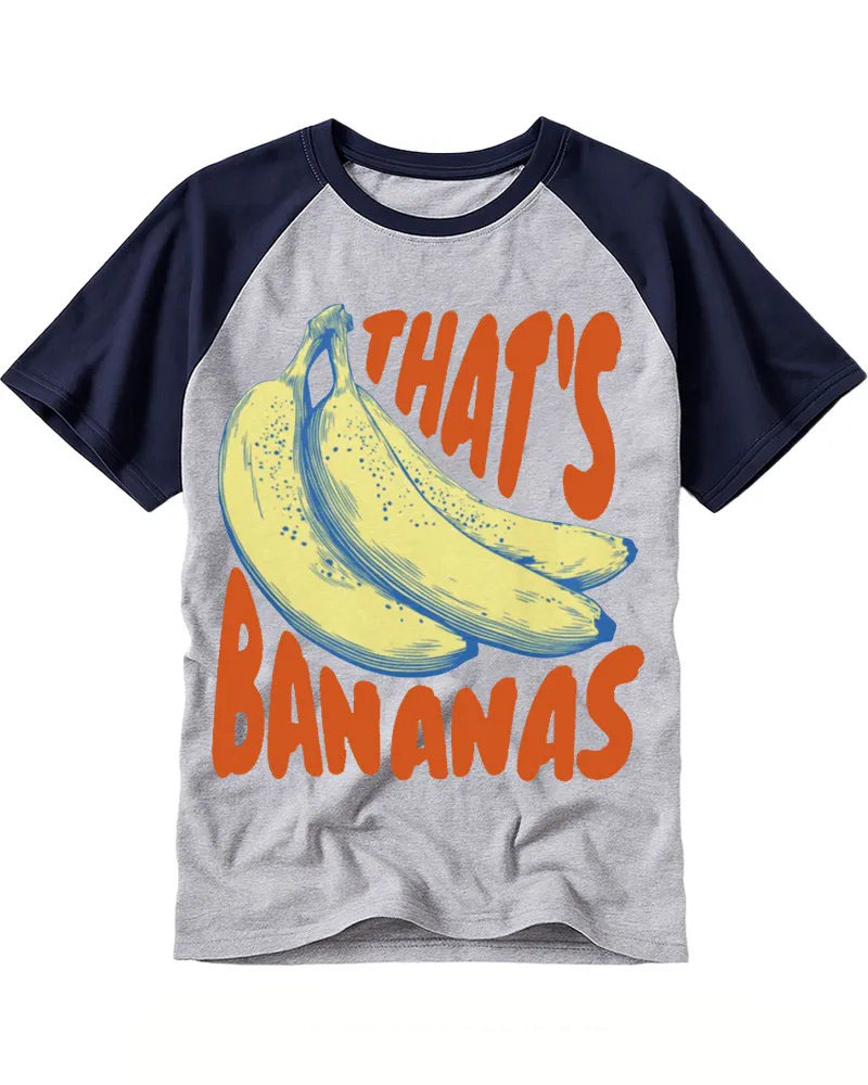 Funky Retro Banana Print Raglan Tee