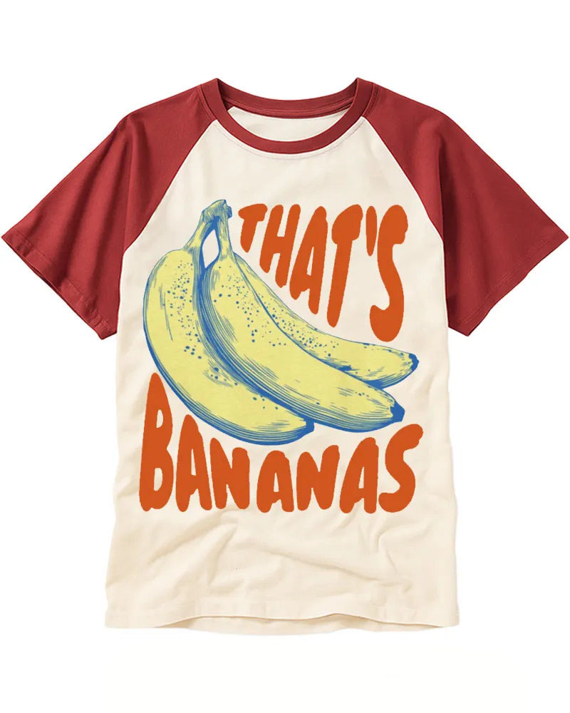 Funky Retro Banana Print Raglan Tee