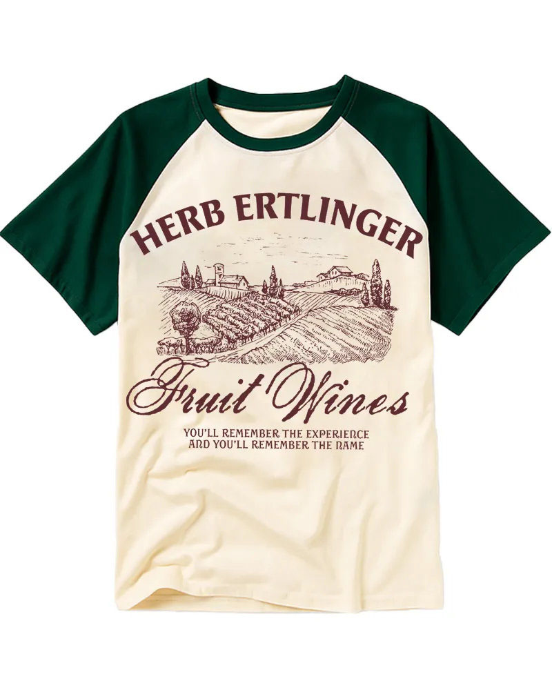 Vintage Wine Country Graphic Raglan Tee