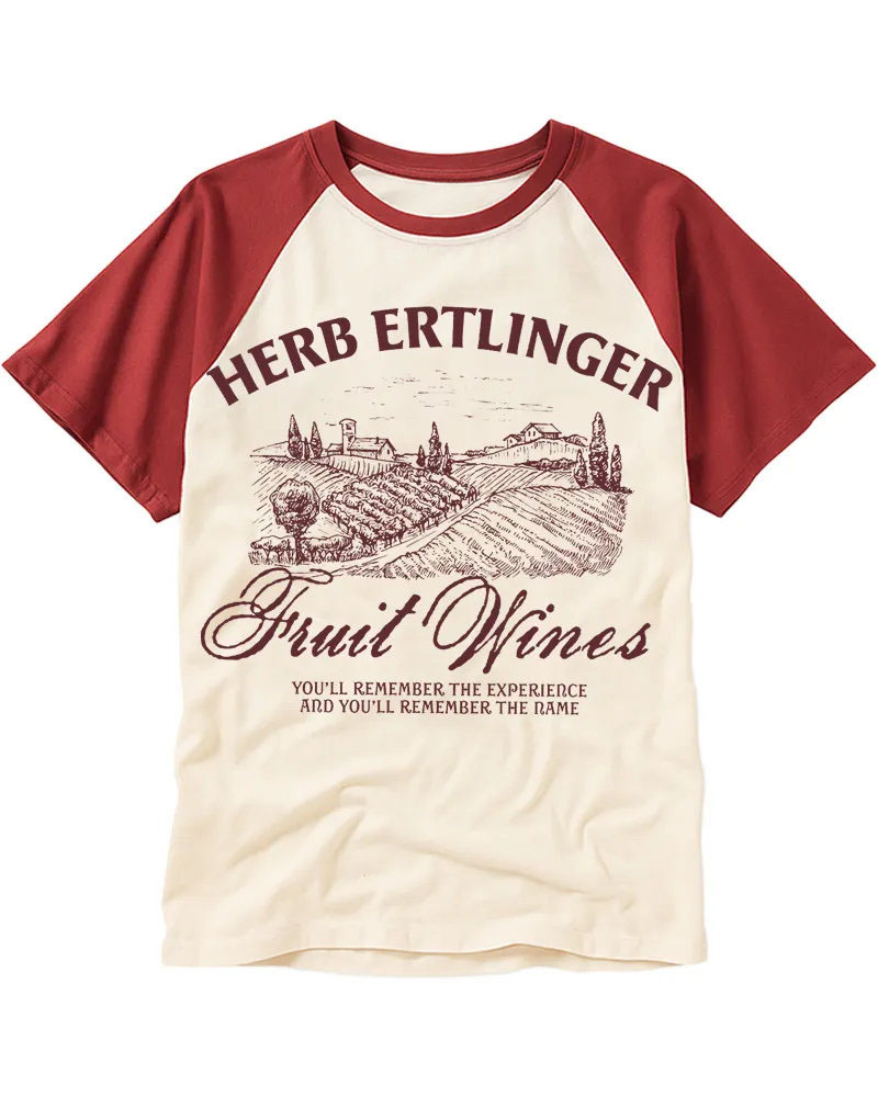 Vintage Wine Country Graphic Raglan Tee